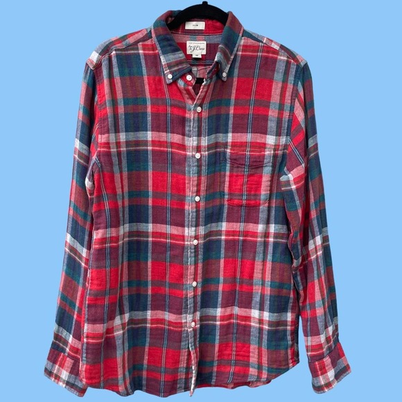 J. Crew Other - J. Crew Flannel Button Down Shirt Red Blue Green Plaid Long Sleeve